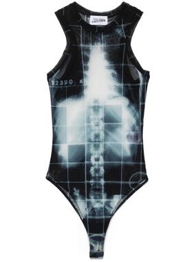 Jean Paul Gaultier Black & White X‑Ray Grid Bodysuit